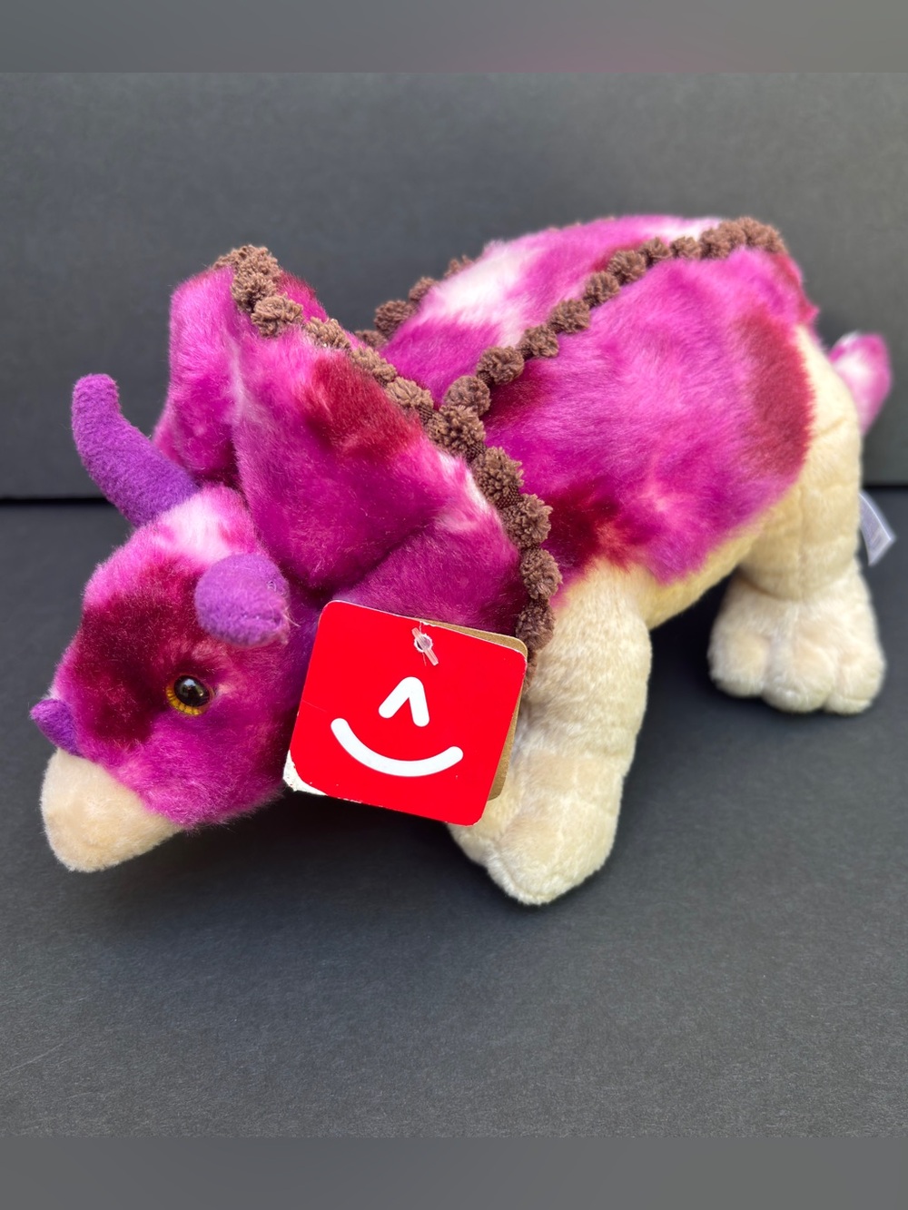 Purple Triceratops Plush Stuffed Animal NWT Aurora 13”